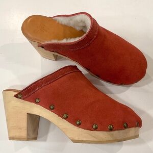 BEEK Woodpecker Shearling Clog Platform Suede Size 6 NEW